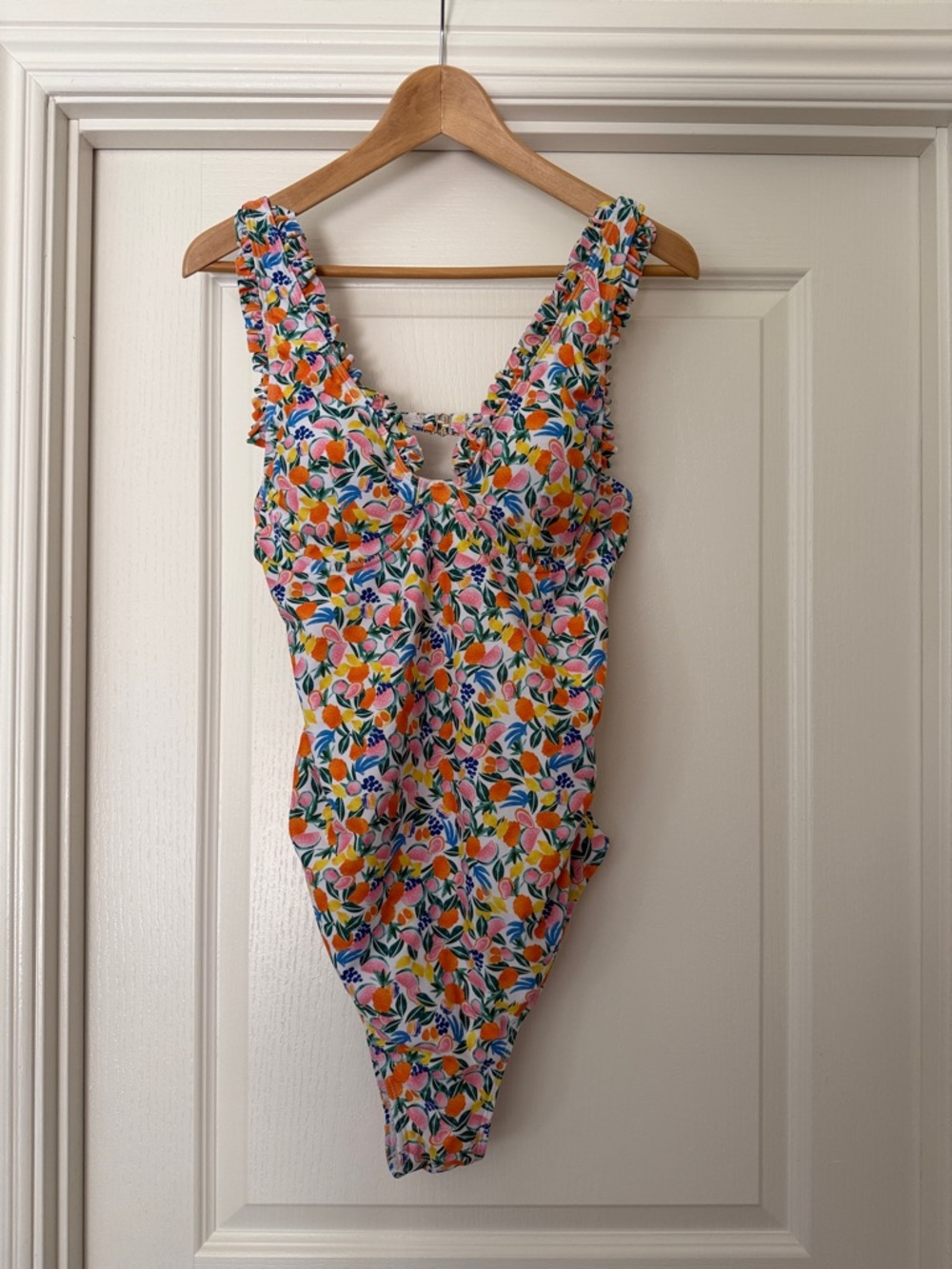 Maternity Floral Citrus One-Piece Swimsuit - Pink & Orange